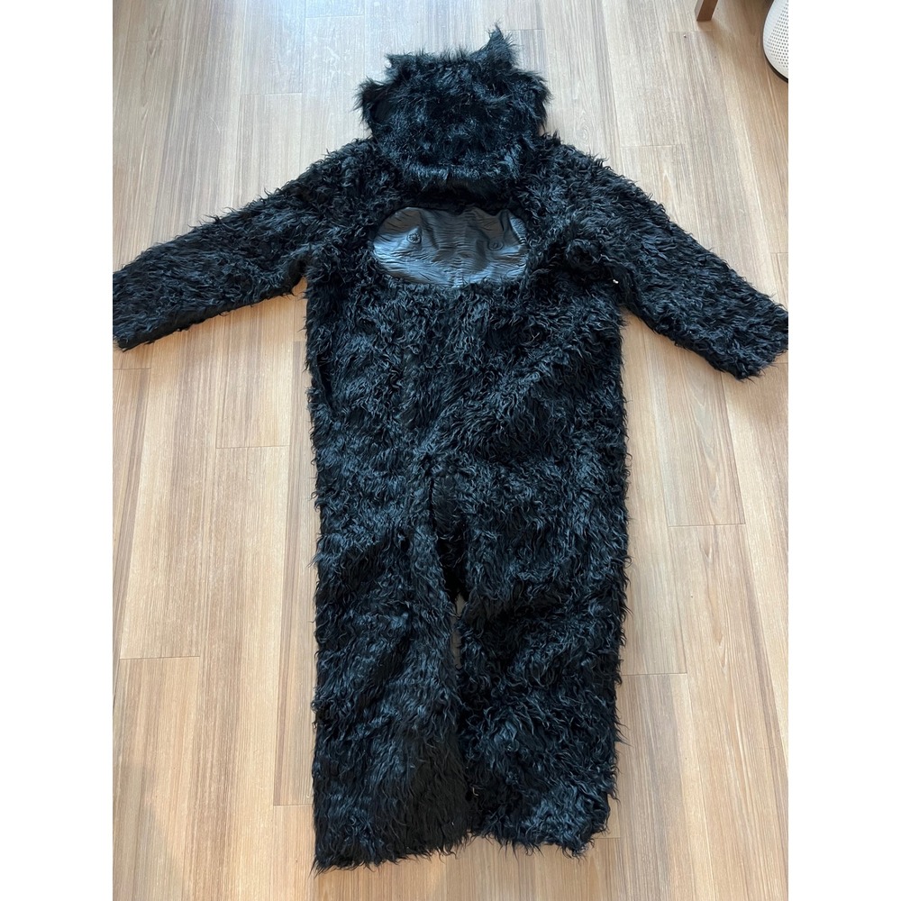 Spirit Gorilla Costume Bodysuit Shaggy Faux Fur Black One Size